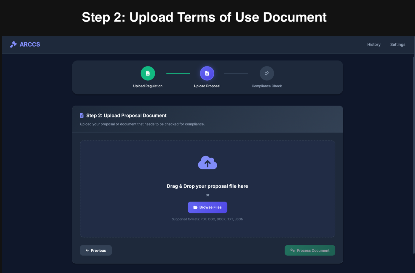 Step 2 — upload the target document